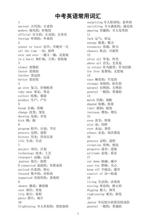 常用英语单词短语归纳（常识英语）